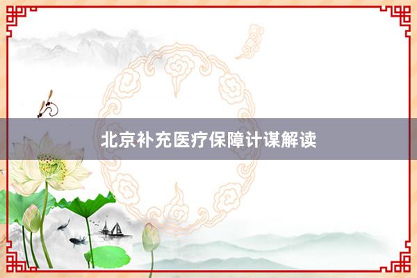北京补充医疗保障计谋解读